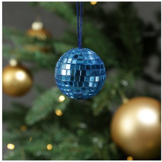 MARELIDA Christbaumschmuck Weihnachtsbaumschmuck Discokugel Spiegelkugel Baumkugel D: 5cm blau blau