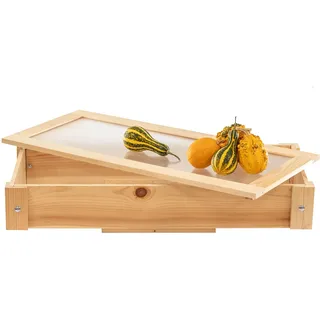 ITA Frühbeet Aufsatz aus Holz 80x37x10 cm Natur - Frühbeetkasten - Wetterfest - Polycarbonat Fenster - Made in EU - FSC Holz - Frühbeetaufsatz - Perfekt für ITA Hochbeete