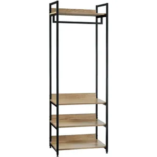 Woltu Kleiderständer, (1 St), Offener, mit Schuhregal, Holz und Stahl schwarz