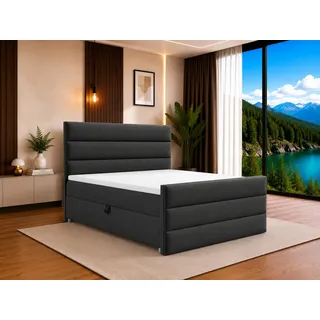 Best for Home Boxspringbett Trinity K-1 LUX – Modern Boxspringbett mit Stauraum & Komfort (Boxspringbett-Set, 1-St., Komplettes Boxspringbett-Set inklusive Matratze und Topper), Ergonomischer Schlafkomfort, großer Stauraum schwarz 160 cm x 200 cm