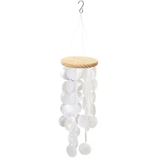 Chuanfeng Windspiel, Capiz-Muscheln, Jakobsmuscheln, Klangspiel Als Strand Deko Für Garten, Ungefähr 57x13x5CM