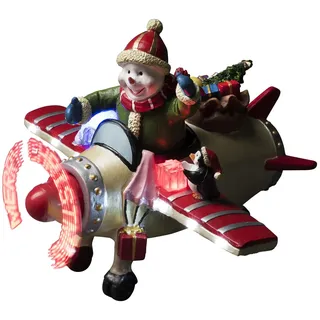 Konstsmide Weihnachtsbeleuchtung  LED Szenerie Schneemann im Flugzeug Animation