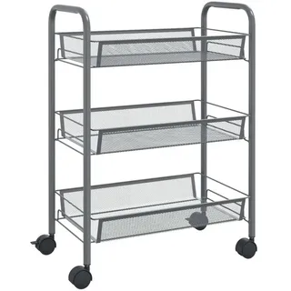 vidaXL Küchenwagen 3 Etagen Grau 46x26x64 cm Eisen