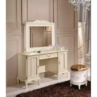 JVmoebel Schminktisch Luxus Spiegel aus Holz im klassischen Design für elegantes Ambiente (2-St., 1x Schminktisch + 1x Spiegel ohne Hocker), Made in Europa weiß