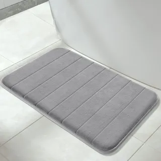 Yimobra Memory Schaum 50 x 80 Badematte, Weich Bequem, Super Wasseraufnahme, rutschfest, Dick, Maschinenwaschbar, Leicht zu Trocknen, für Badezimmerteppich, Grau