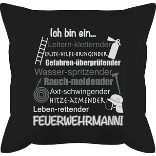 Shirtracer Kissen 50x50 - Feuerwehr - Ich Bin EIN ... Feuerwehrmann! - 50 x 50 cm - Schwarz - feuerwehrmann Geschenke für männer feuerwehrkissen feuerwehrgeschenkartikel feuerwehrmänner Geschenk mit