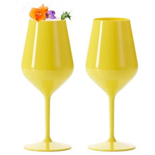 Doimoflair Weinglas DoimoFlair Weingläser aus Kunststoff bruchsicher Plastik gelb
