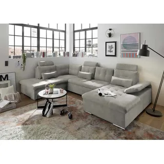 ED EXCITING DESIGN Wohnlandschaft Jakarta, mit Schlaffunktion, Bettkasten, Kopfstützen,Nierenkissen