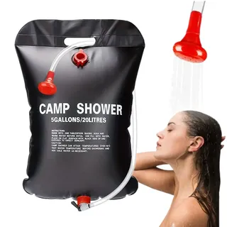 Qdreclod 20L Campingdusche Solardusche Tasche, Tragbare Solar Gartendusche Outdoor Warmwasser Dusche Reisedusche mit Duschkopf, Schlauch, Griffstange und Seil zum Aufhängen