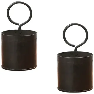 Marrakesch Orient & Mediterran Interior 2er Set Pflanzkübel Blumentopf Pflanztopf Übertopf Gartendeko Metall vintage