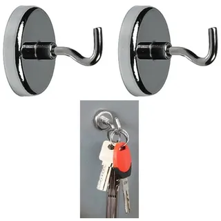 TSB Werk Magnet 2x Magnethaken Topfmagnet Magnet Haken Hakenmagnet, Gewinde, M4, Stark, 12 kg, Set