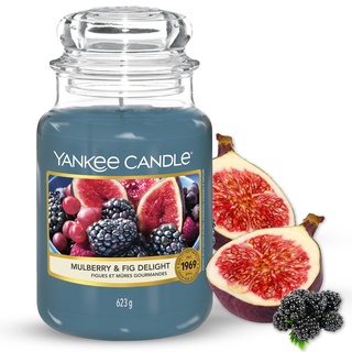 Yankee Candle Duftkerze im Glas (groß) – Mulberry & Fig Delight – Kerze mit langer Brenndauer bis zu 150 Stunden