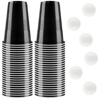 vvhippo Bierpong Becher Set, 50 Beer Pong Becher Enthält 6 Tischtennisbälle | 500ML Beerpongbecher, Wiederverwendbare Partybecher für Weihnachten Party Geburtstag Festivals Hochzeit Camping