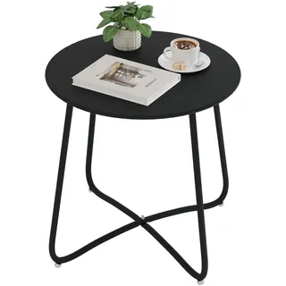 eSituro Beistelltisch rund, Balkontisch Gartentisch, Kaffeetisch Couchtisch Sofatisch Wohnzimmertisch, Kleiner Tisch für Wohnzimmer Balkon Terrasse Garten, aus Metall, φ45xH45 cm, Schwarz