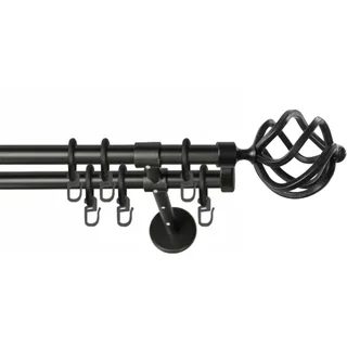 GARESA Vorhangstange RUSTIKA 2-läufig Ø 16 mm 460 cm Schwarz