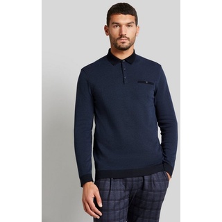 bugatti Langarm-Poloshirt in 2-tone-Optik blau 4XL