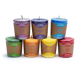 Chakra Votive Duftkerzen 7 x in Geschenkbox - 4.5x4 cm