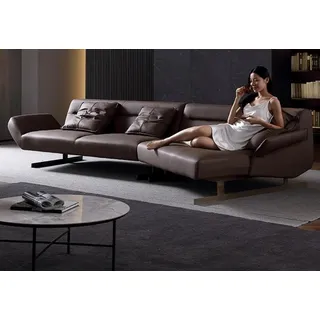 aea Design Ecksofa Wohnlandschaft Sofa Couch L Form Polster Couchen Leder Couchen - Braun