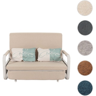 Schlafsofa HWC-M83, Schlafcouch Couch Sofa, Schlaffunktion Bettkasten Liegefl√§che, 130x185cm ~ Stoff/Textil beige