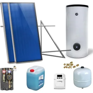 Sunex Solaranlage Solarpaket 2 Kollektoren Speicher Flachdach Flachkollektor Speicher