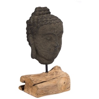 CREEDWOOD Skulptur SKULPTUR "BUDDHA", 45 cm, Beton, Buddha-Kopf, Buddha Deko Objekt grau