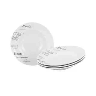 CreaTable Pastateller 4er Set Europa , weiß , Porzellan , Maße (cm): B: 29,5 H: 11,5