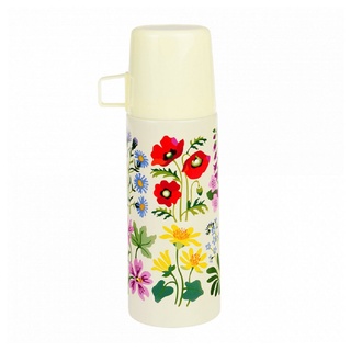 Rex London Isolierflasche Wild Flowers mit Kunststoff Becher, Edelstahl Thermoskanne, für 350 ml, Auslaufsicher - Druckknopf-Verschluss