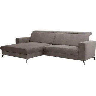 Cantus Ecksofa, Taupe, Metall, 3-Sitzer, Ottomane links, L-Form, 290x178 cm, Rücken echt, Wohnzimmer, Sofas & Couches, Wohnlandschaften, Ecksofas