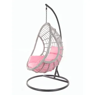 KIDEO Hängesessel PALMANOVA lightgrey, Schwebesessel mit Gestell und Kissen, Swing Chair, Loungemöbel rosa