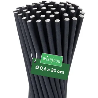 Wisefood Papier-Strohhalme Ø 0,6 x 20 cm 500 St. Schwarz