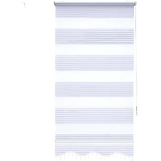 Brillant Doppelrollo Klemmfix ohne Bohren Raffrollo 90 x 200 cm Weiss Duo Rollos Klemmrollo Seitenzugrollo Blickdicht Sonnenschutzrollo Fensterrollo für Fenster & Balkon Tür Zebrarollo mit Perlen