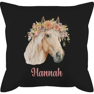 Kissen 50x50 - Pferdemädchen Geschenk Pferde Motiv Geschenkidee Pferd I Haflinger Pferd Geschenk Pferdeliebhaber - 50 x 50 cm - Schwarz - pferdekissen Reiter Tiere schmusekissen