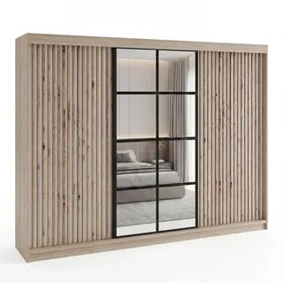 A&J MöbelLand Schiebetürenschrank NORIVO 200 x 210 x 55 cm Schwarz