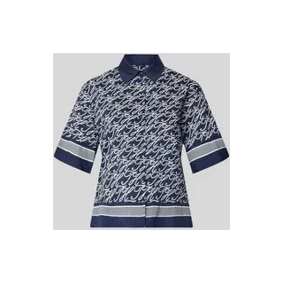Loose Fit Kurzarmbluse aus Baumwoll-Seiden-Mix Modell 'TH SCRIPT PREPPY NAVY', Ecru, L