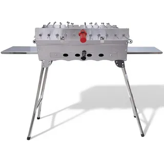 Mangal Khan Edelstahl Schaschlik Grill mit 11er Drehspieß USB-Motor 11 Spieße