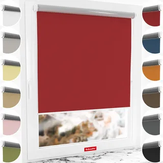 Schuette® Verdunkelungsrollo ohne Bohren/mit Bohren 2in1 ● Thermo Rollo Kollektion: Candy Cherry (Rot) ● 120 x 150 cm (Breite x Höhe) ● Suprafix Klemmrollo = Klemmfix 2.0 ● 60s Montage mit Video