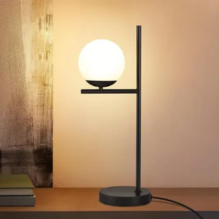 ZMH Tischlampe Wohnzimmer Nachttischlampe E27 Schwarz Tischleuchte Modern | Glas Design Nachttischleuchte Vintage Retro Industrial Tischlicht mit 1,5M Kabel für Schlafzimmer Kinderzimmer Büro