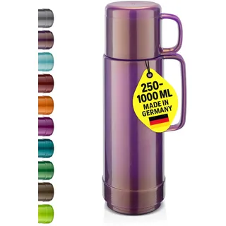 ROTPUNKT Isolierflasche 0,75 L mit integriertem Becher - Hochwertige Isolierkanne Made in Germany I Bis zu 24 h heiß & 36 h kalt (Andreas 80, Shiny Amthyst)