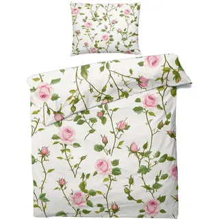 Generisch Bettwäsche 135x200 Rose - Blumen Botanik Bettbezug 135 x 200 2er Set, Weiche & Angenehme Mikrofaser Bettbezüge & Kissenbezug 80x80, Bettwäsche-Sets mit Reißverschluss I#-62