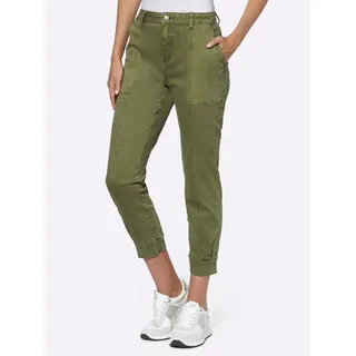 Bequeme Jeans HEINE Gr. 34, Normalgrößen, grün (oliv) Damen Jeans Ankle 7/8