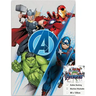 Disney Home Kinderteppich Offiziell lizenzierter Kinderspielteppich für Kinderzimmer, Spielzimmer - rutschfeste und waschmaschinenfeste Spielmatte für Kinder, Avengers Teppich 80 x 120cm