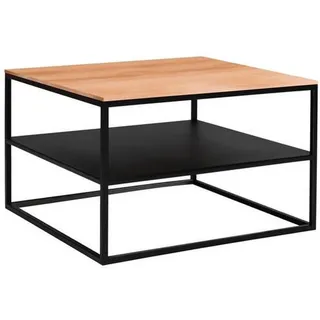 Johann Jakob Couchtisch, Schwarz, Buche, Metall, Kernbuche, massiv, quadratisch, eckig, Flachrohr, 65x41.5x65 cm, Stauraum, offenes Fach, einfacher Aufbau, Wohnzimmer, Wohnzimmertische, Couchtische, Couchtische Metall