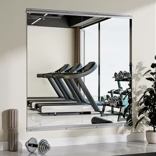 BEAUTYPEAK Wandspiegel 2PCS 121x60 cm, Groß Ganzkörper Spiegel für Gym Wand | HD Fitness Spiegel ohne Verzerrung, Rahmenlos Bruchsicheres Glas, Trainingsspiegel für Schlafzimmer, Wohnzimmer, Workout