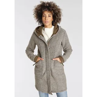 POLARINO Strickmantel atmungsaktiv und wärmeisolierend. Strickoptik außen, Fleece innen. Gr. 38, beige-braun, , 61169438-38