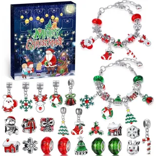 WEVOL Adventskalender 2026 Kinder Mädchen, Weihnachtskalender Schmuck Basteln Mädchen Geschenke, 24 Basteln Charms Armbänder Kit Weihnachten Geschenk Teenager Mädchen 5 6 7 8 9 10 11 12 13 14 Jahre