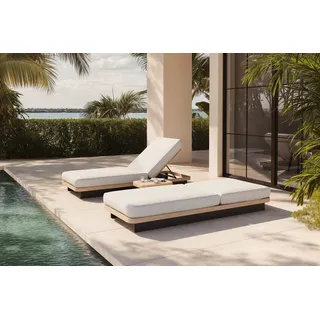 PLOSS Aurora Gartenliegen 2er-Set, anthrazit/pale silver, Alu/Polyester/Schaumstoff, 200 x 80 cm, 6-fach verstellbar, inkl. Beistelltisch