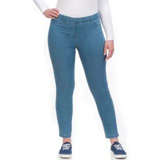 Jeansjeggings KJBRAND "JENNY" Gr. 50, N-Gr, blau (denim bleached) Damen Jeans Jeansleggings angenehm weiche Quer-Stretch Qualiät