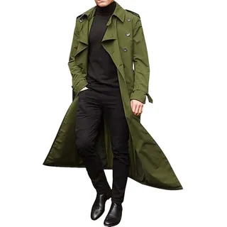 BAIXIAOCHI Mittellanger Zweireihiger Trenchcoat FüR Herren Langer Trenchcoat FüR MäNner Casual - XL