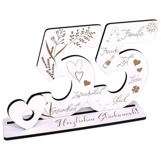 Dekolando Deko-Buchstaben Aufsteller Zahlen 55 Geburtstag Herzlichen Glückwunsch Geldgeschenk (weiß, 3tlg), 17 x 24 cm weiß