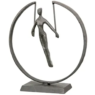 Gilde Casablanca Skulptur Gymnast, Deko Figur Braun, Metall Statue Wohnzimmer, Büro Dekoration H. 21 cm x B. 20 cm - Moderne Skulpturen, Turnen Sportfigur Fitness